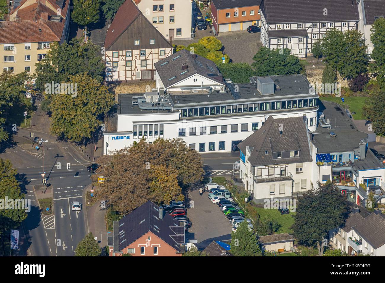 Aerial view, Hellweger Anzeiger newspaper publisher Rubens, Unna, Ruhr area, North Rhine-Westphalia, Germany, DE, Europe, Aerial photography, Overview Stock Photo