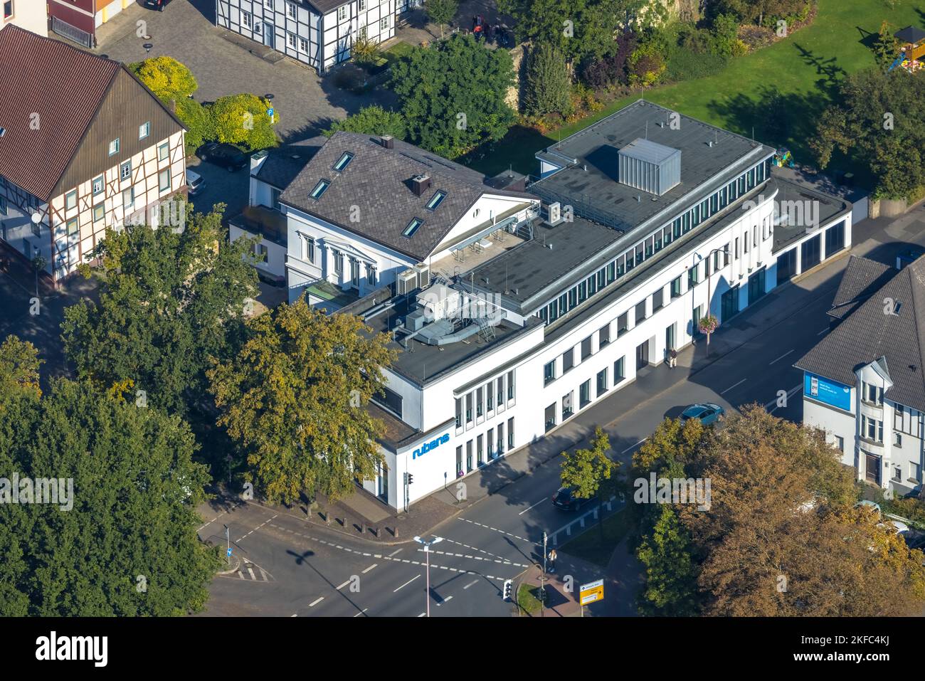 Aerial view, Hellweger Anzeiger newspaper publisher Rubens, Unna, Ruhr area, North Rhine-Westphalia, Germany, DE, Europe, Aerial photography, Overview Stock Photo