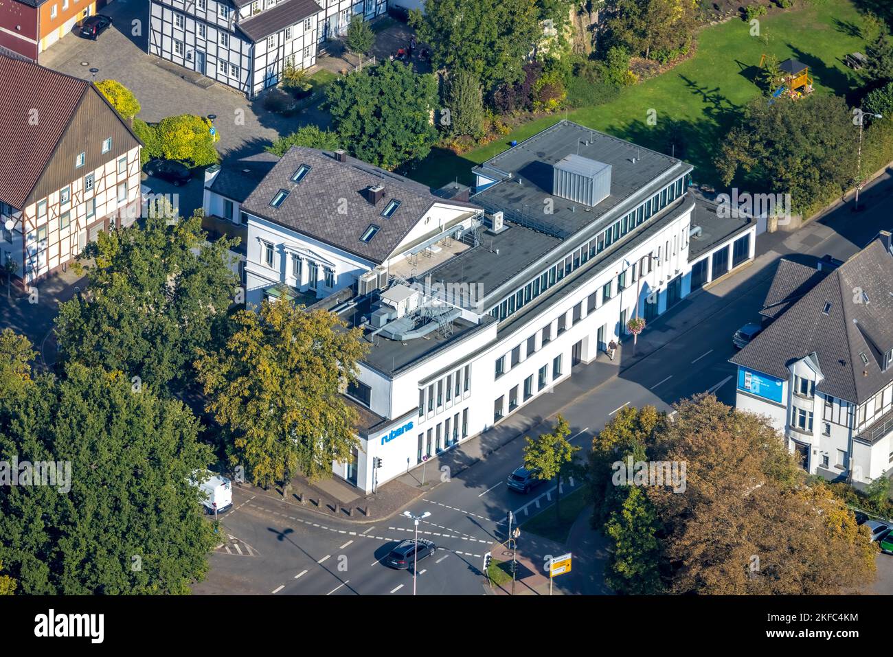 Aerial view, Hellweger Anzeiger newspaper publisher Rubens, Unna, Ruhr area, North Rhine-Westphalia, Germany, DE, Europe, Aerial photography, Overview Stock Photo