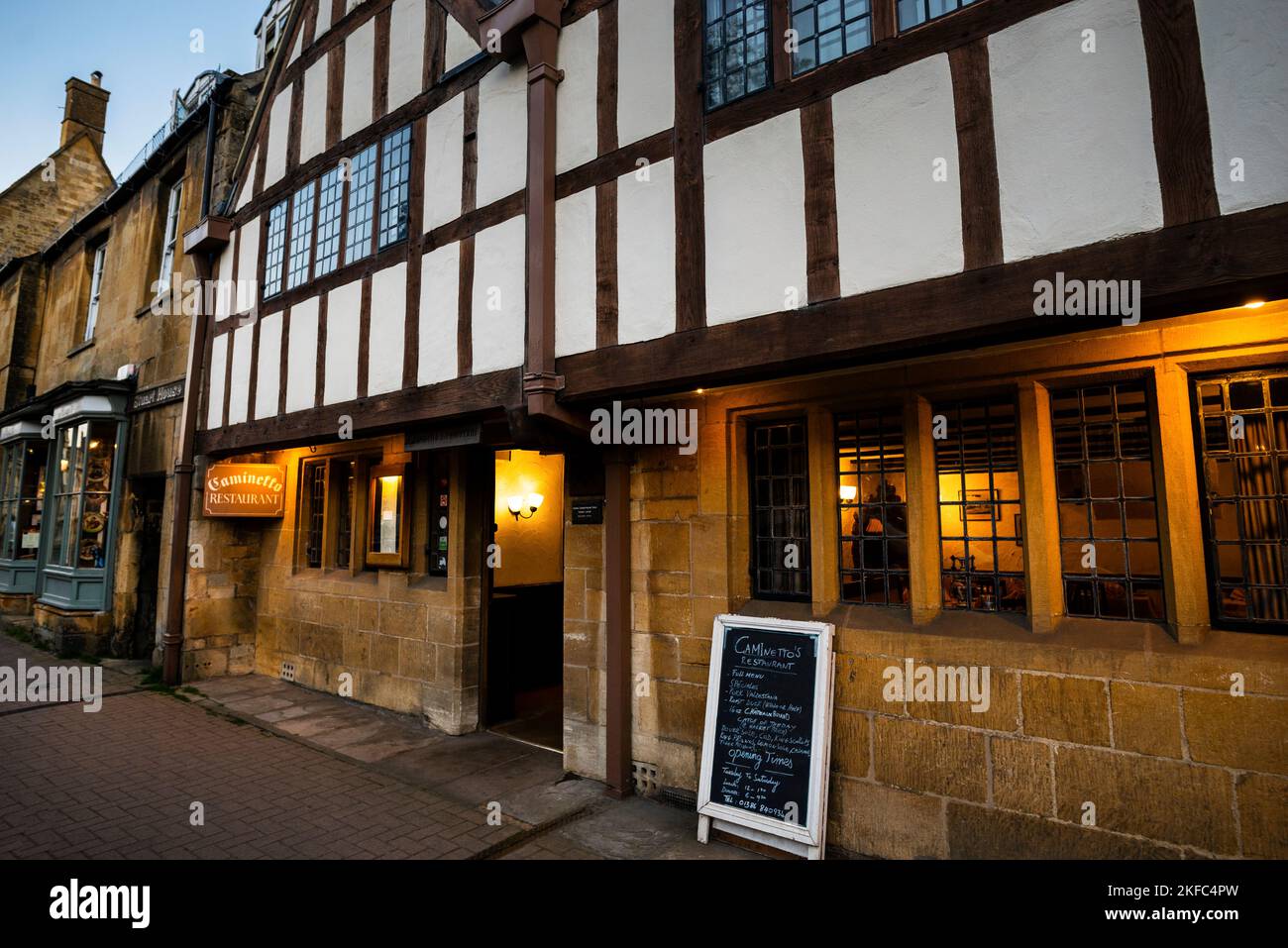 Tudor style buidling on High Street in Chipping Campden Cotswolds market town in England Stock