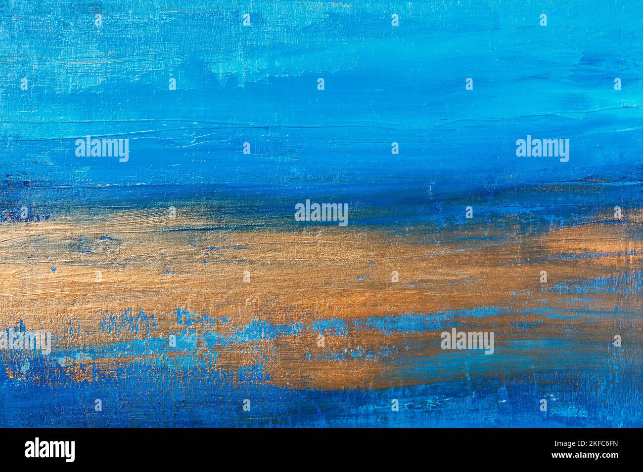 Color abstract acrylic painting background with blue and golden hand ...