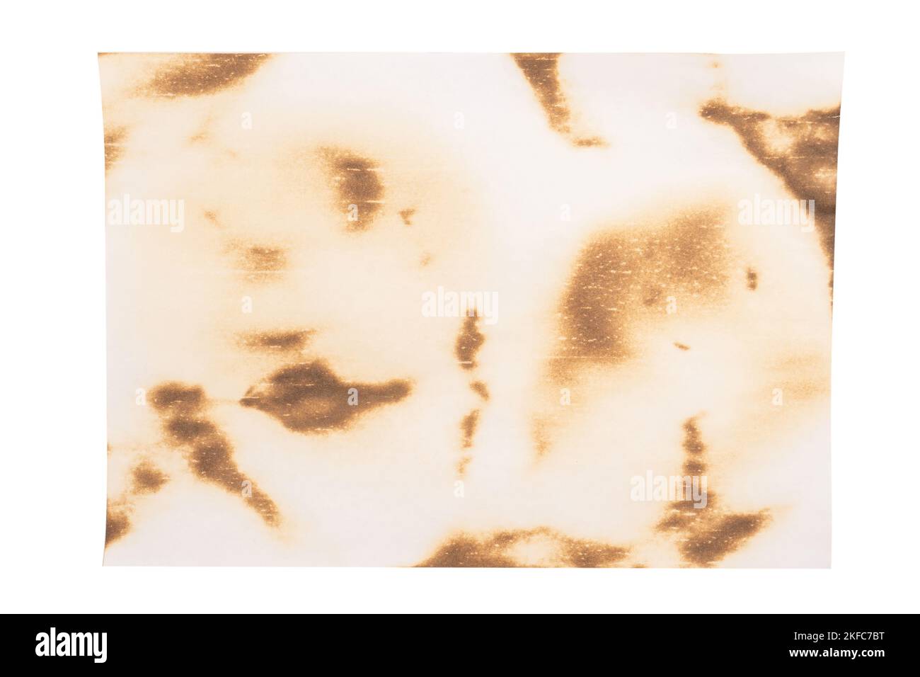 Burnt paper isolated on a white background. Copy space. Stock Photo