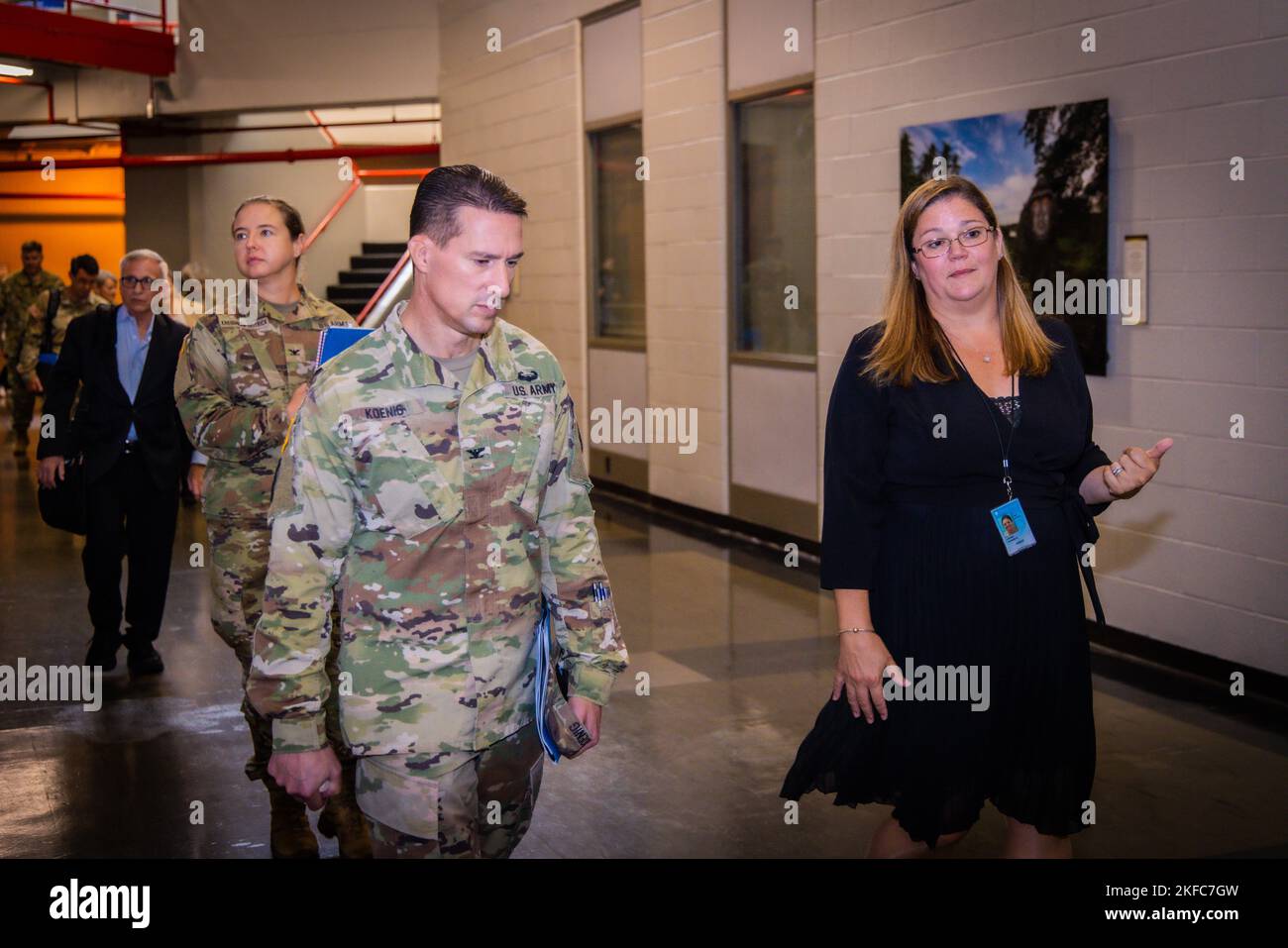 (From left to right) U.S. Army Col. Chad Koenig, the commander of Walter Reed Army Institute of research (WRAIR), Dr. Yvonne Linton, the science director of Walter Reed Biosystematics Unit (WRBU) at the Smithsonian Institution, are walking the through the Museum Support Center (MSC). September 6th 2022. Dr. Linton is showing off the remainder of the building as they come to a closure of the visit.  ( U.S. Army photo by Tyra Breaux/Released) Stock Photo