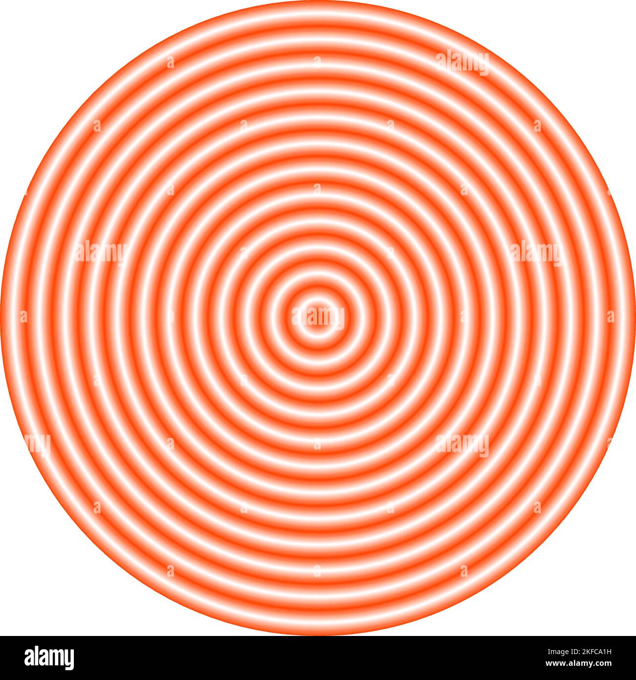 Red concentric ripple circles. Sonar or sound wave rings. Epicentre, target, radar concept. Radial signal or vibration element Stock Vector