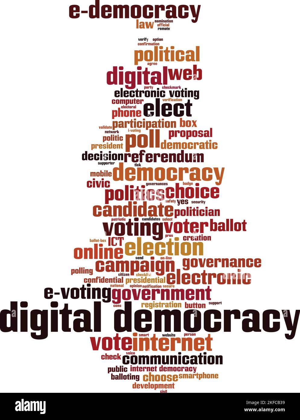 Digital democracy word cloud concept. Collage made of words about