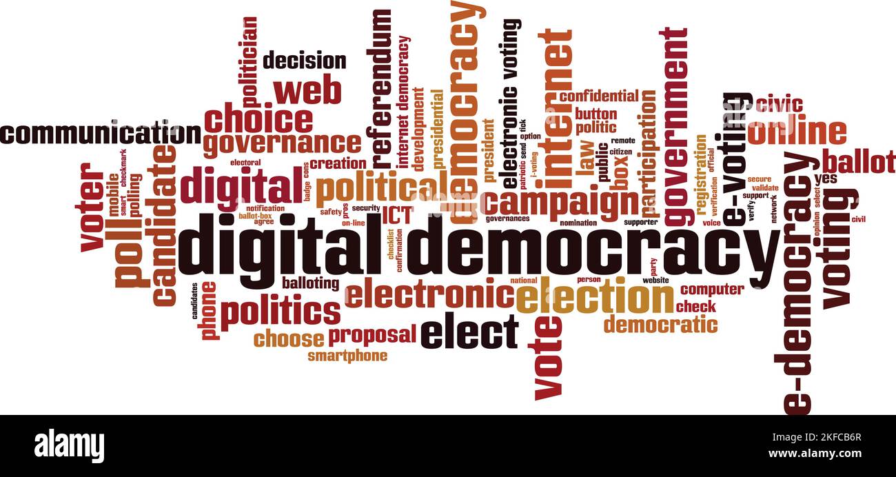 Abstract representation of digital governance, democracy, and power structures in the digital age