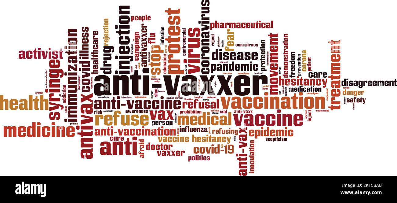 Anti-vaxxer word cloud concept. Collage made of words about anti-vaxxer. Vector illustration Stock Vector
