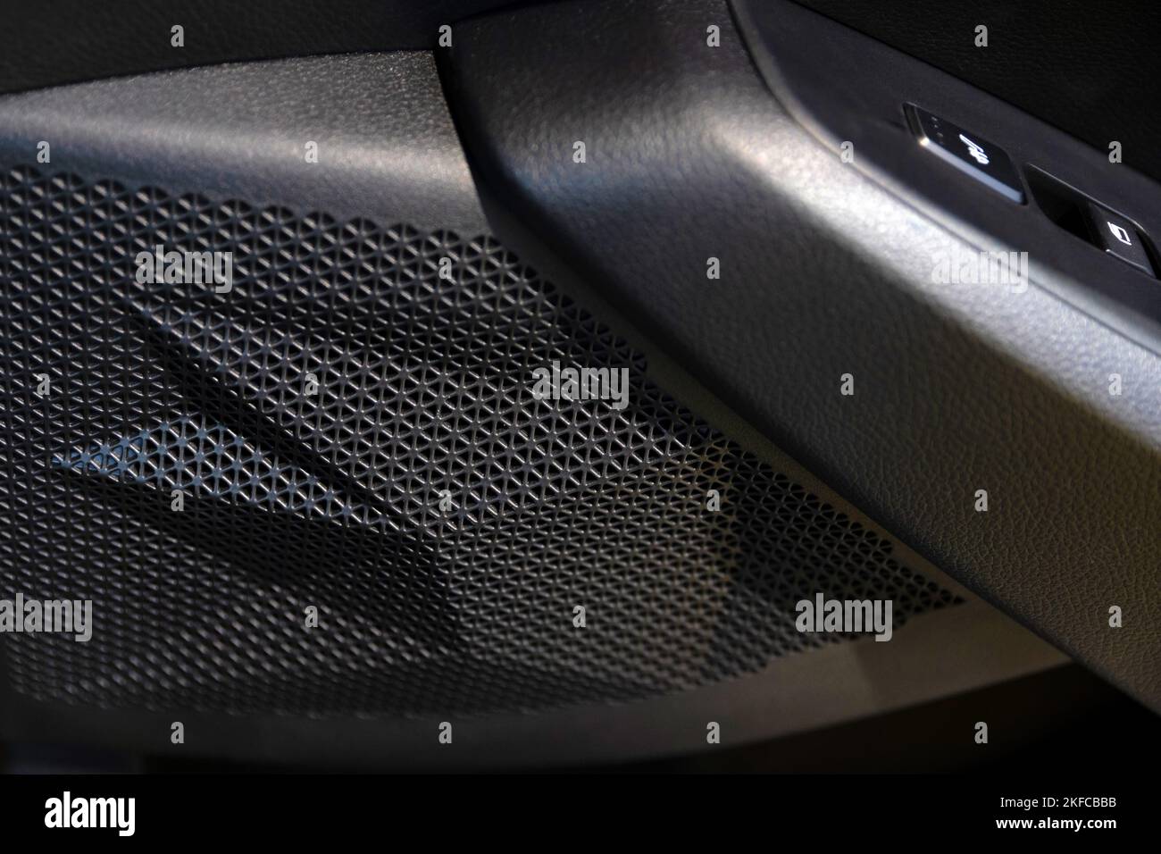 Close up of grid of car sound speaker Stock Photo Alamy
