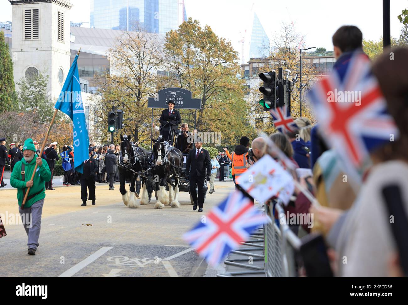 The vibrant Lord Mayor's Show 2022 parades past St Paul's Cathedral, in the City of London, UK Stock Photo