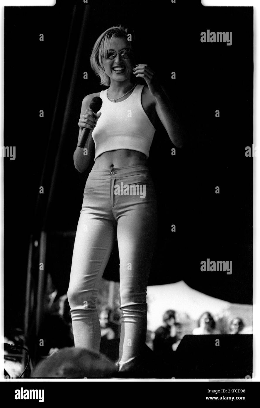 Dannii Minogue at Cardiff Festival, Wales, August 1995. Photograph: ROB WATKINS Stock Photo