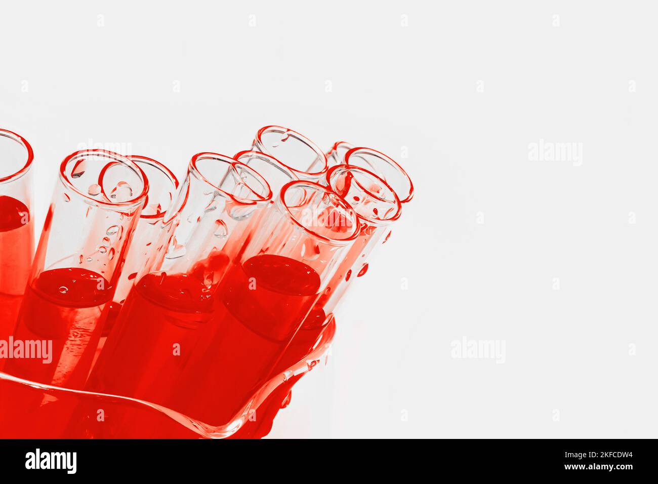 laboratory flasks, blood, red liquid, tests, viruses, dirty blood