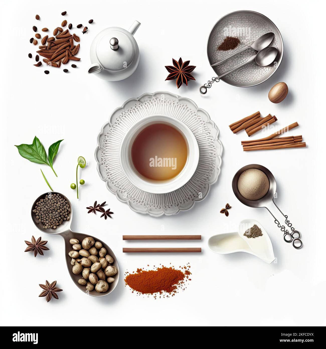 Hot drinks. Different coffee and tea accessories. Spices and flavoring  additives. Bean grinders. Teapots with cups. French press. Vector  traditional Stock Vector Image & Art - Alamy