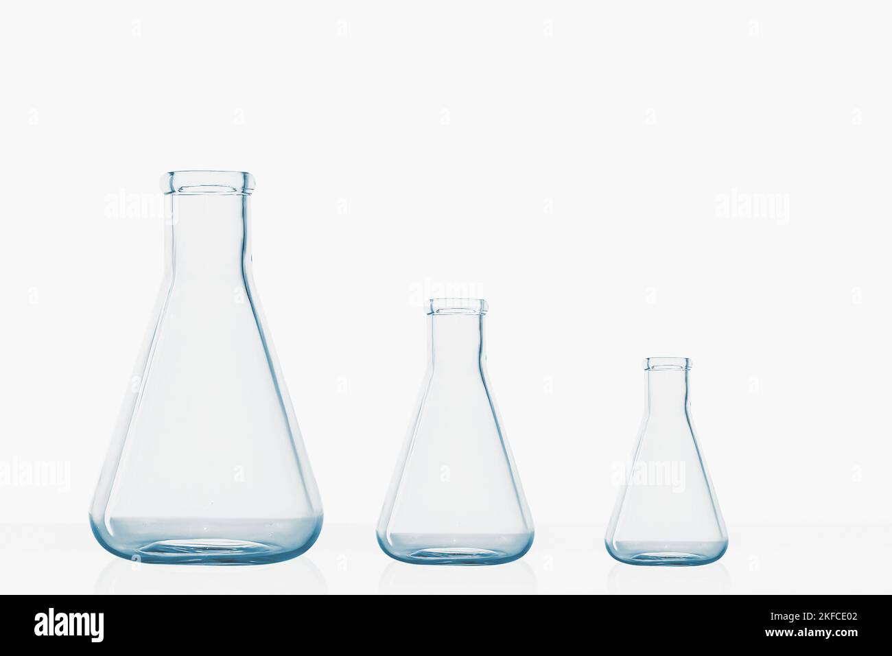 laboratory flasks, glass jars, laboratory, white background Stock Photo
