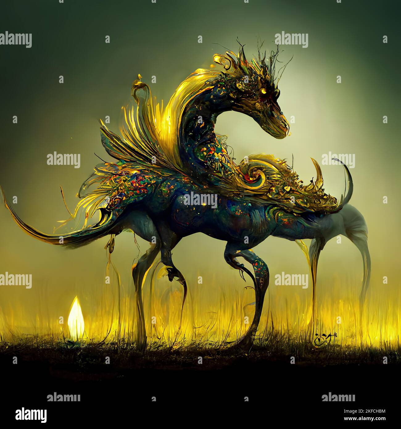 A 3D graphics of the magical dragon horse Stock Photo Alamy