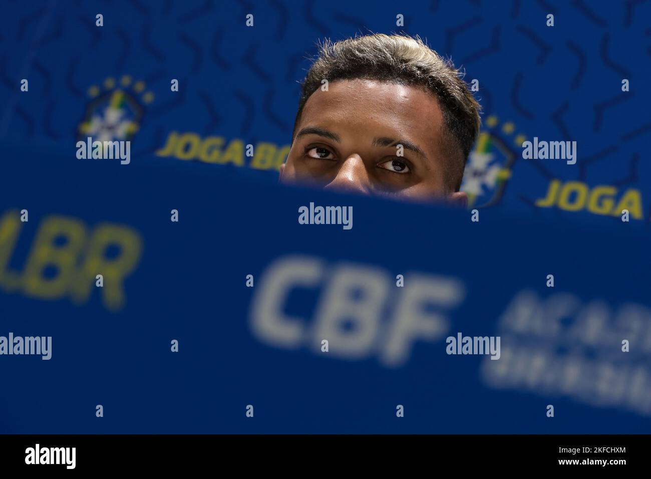 Turin, Italy, 17th November 2022. Rodrygo of Brazil reacts during a
