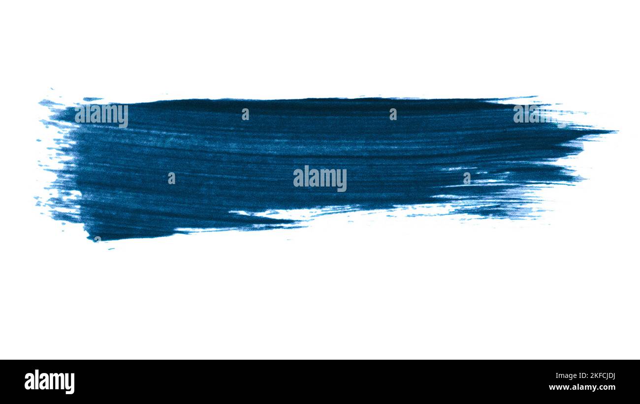 Paint brush stroke blue on white background Stock Photo - Alamy