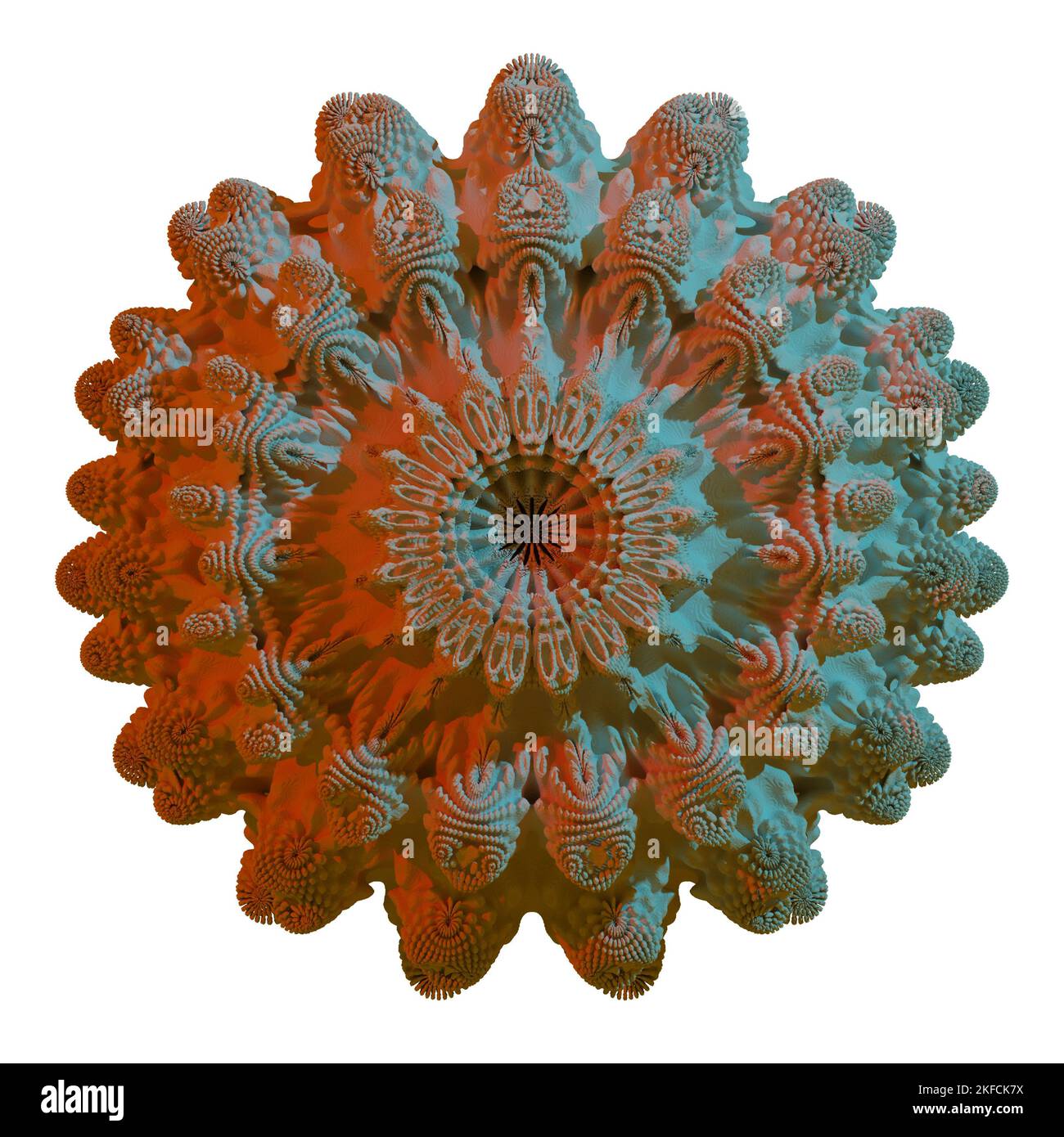 3d Rendering: photorealistic fractal sphere with red and cyan lighting ...