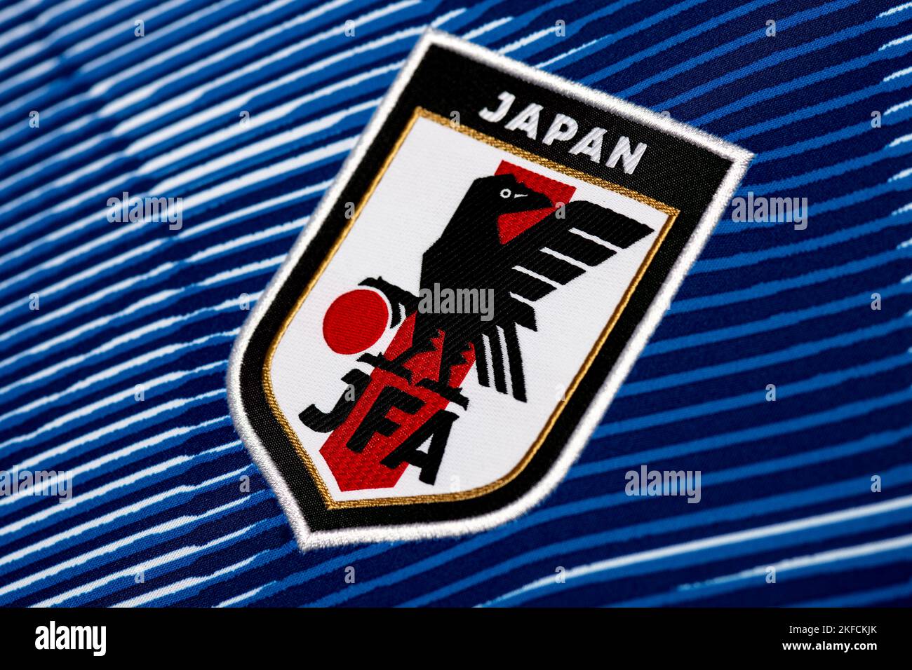 Close up of Japan national football team Jersey. FIFA World Cup 2022