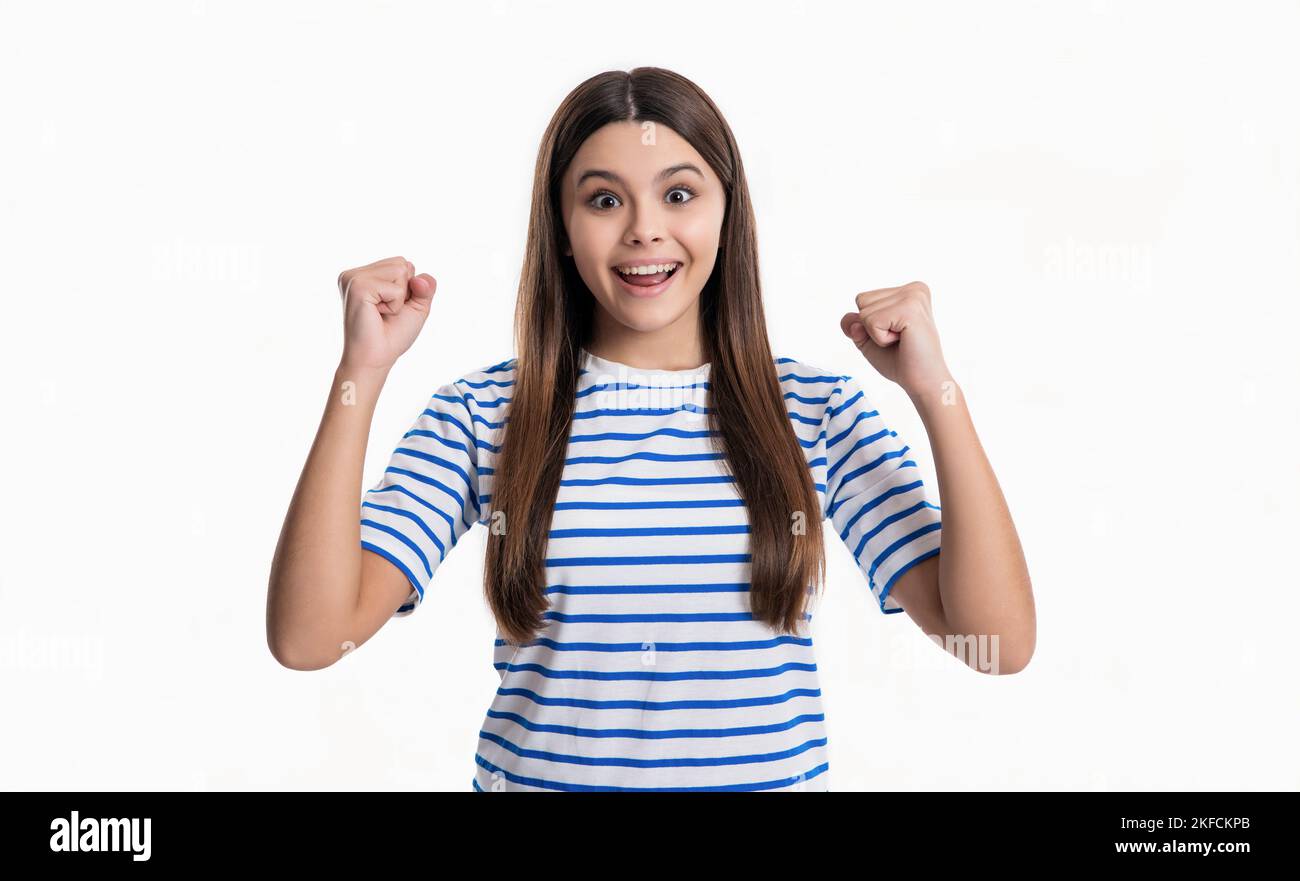 amazed teen girl isolated on white background. portrait of amazed teen ...