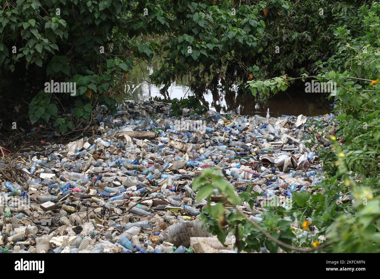 Nakuru, Rift Valley, Kenya. 17th Nov, 2022. A view of a river polluted ...