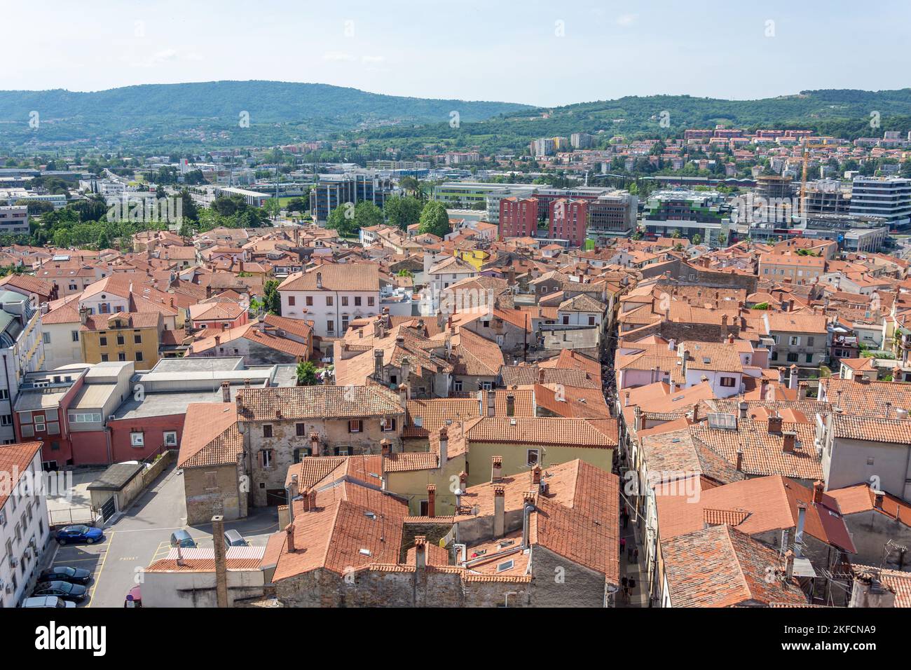 Old and New Town view from Cathedral of the Assumption tower, Titov trg, Koper, Slovene Istria, Slovenia Stock Photo
