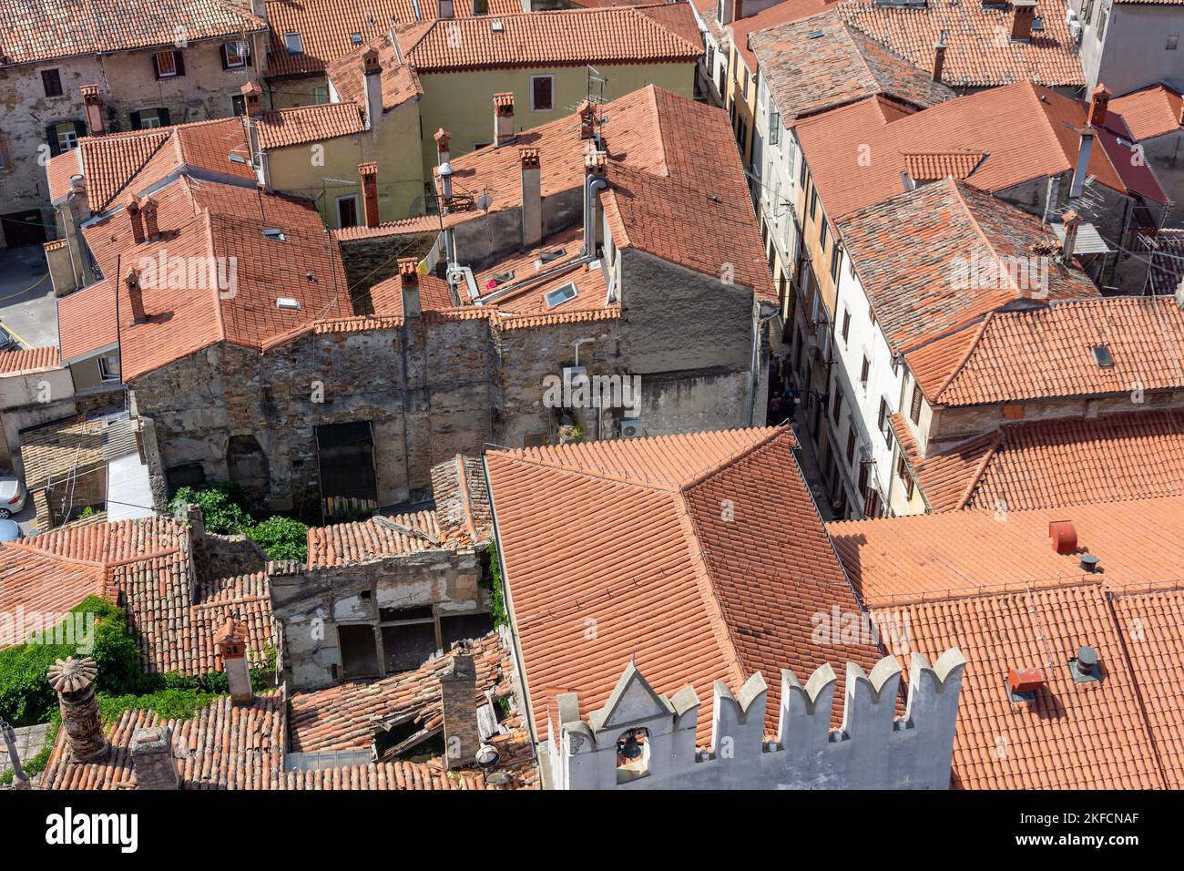 Old Town view from Cathedral of the Assumption tower, Titov trg, Koper, Slovene Istria, Slovenia Stock Photo