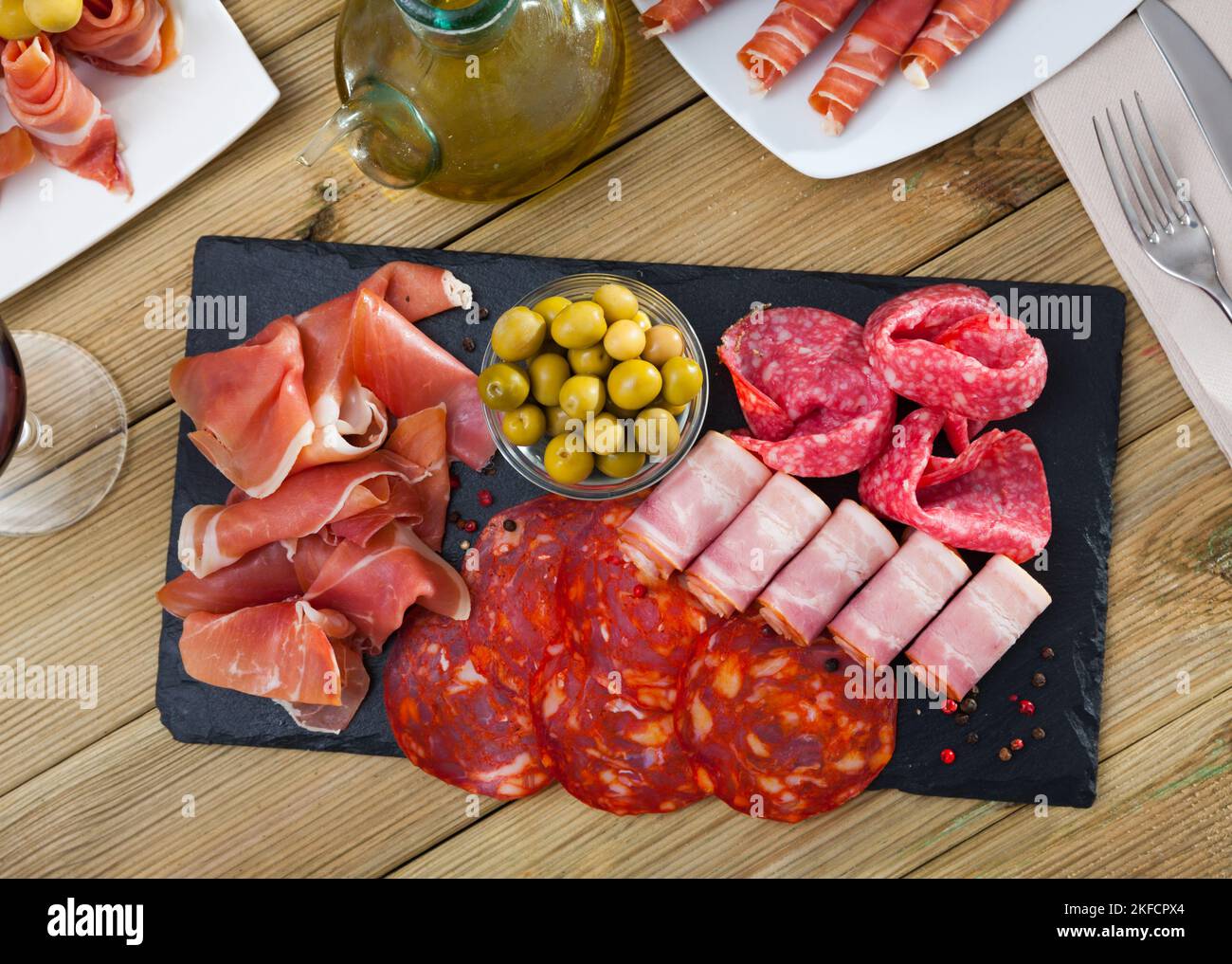 Assorted different types of spanish sausages Stock Photo Alamy