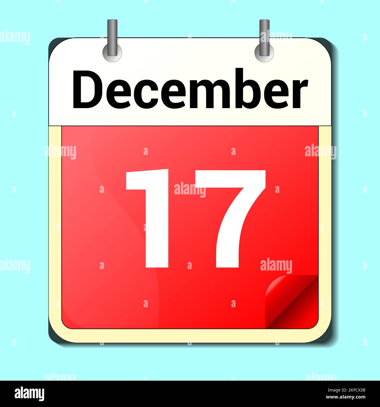 day on the calendar, vector image format, December 17 Stock Vector