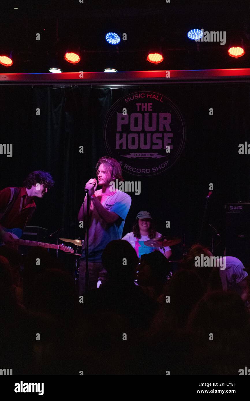 Late Notice, an NC State student garage band plays a gig in downtown