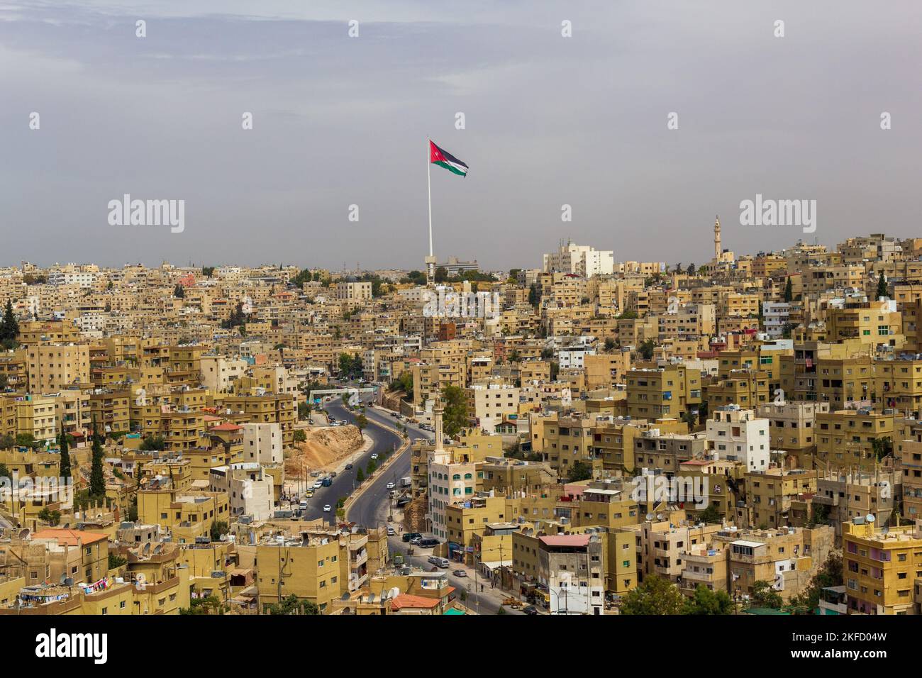 The Raghadan Flagpole in the background of Amman cityscape in Jordan Stock  Photo - Alamy