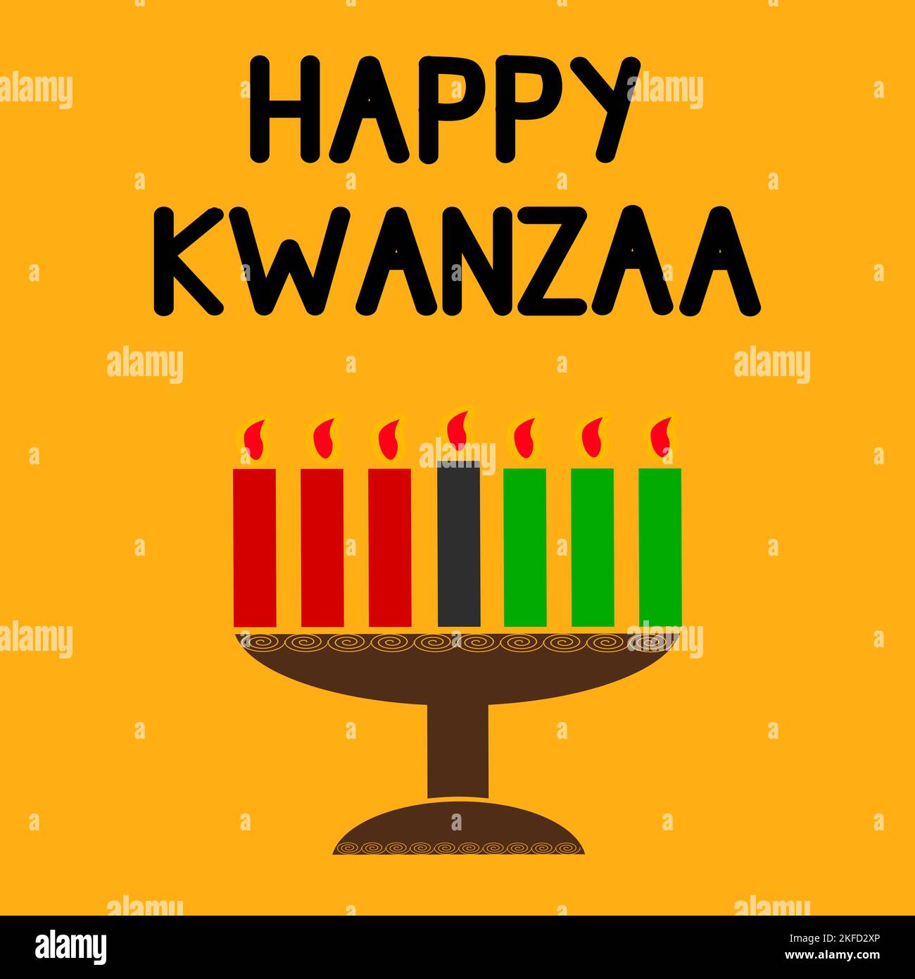 Cute Kwanzaa seamless pattern with seven kinara candles and stars in
