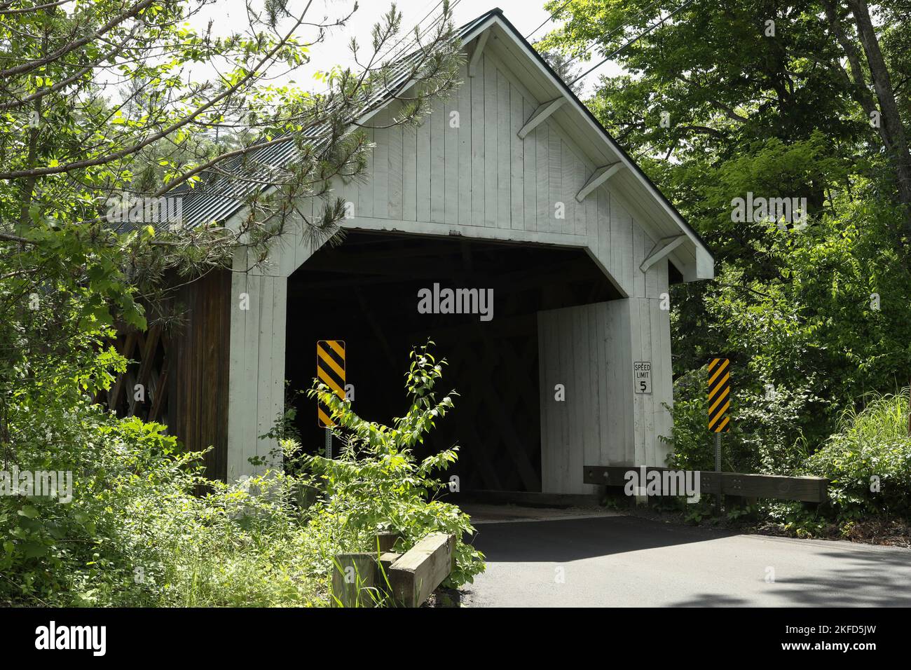 Historic Covered Bridge in Newfane VT. Carries cars over Dover Road and