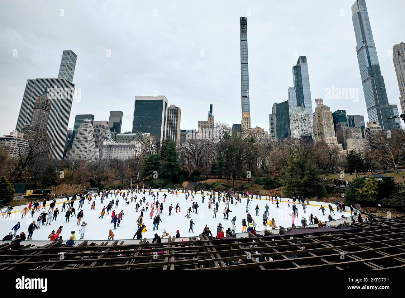 Ice Rink Manhattan The crowd at the Wollman Rink ice skating in the Central Park of ...