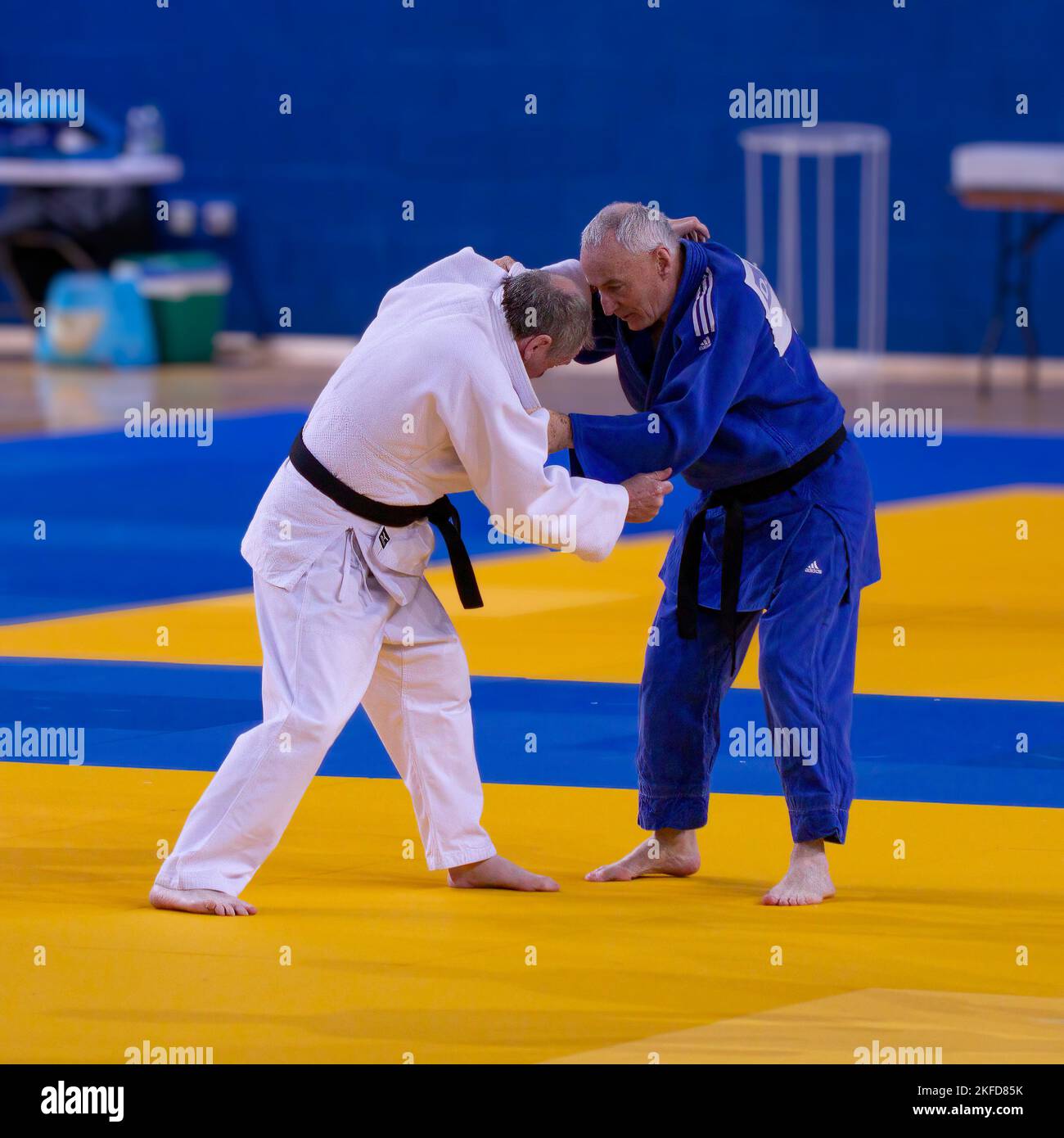 A Judo Competition IJF with fighters at arena Stock Photo
