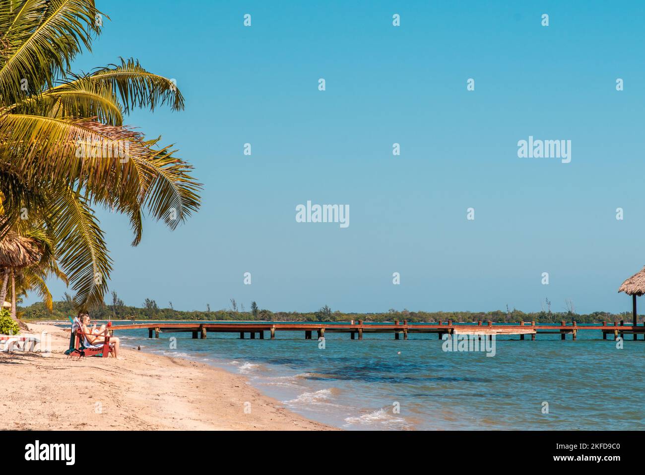 The coastal village of Hopkins in Southern Belize. Stock Photo
