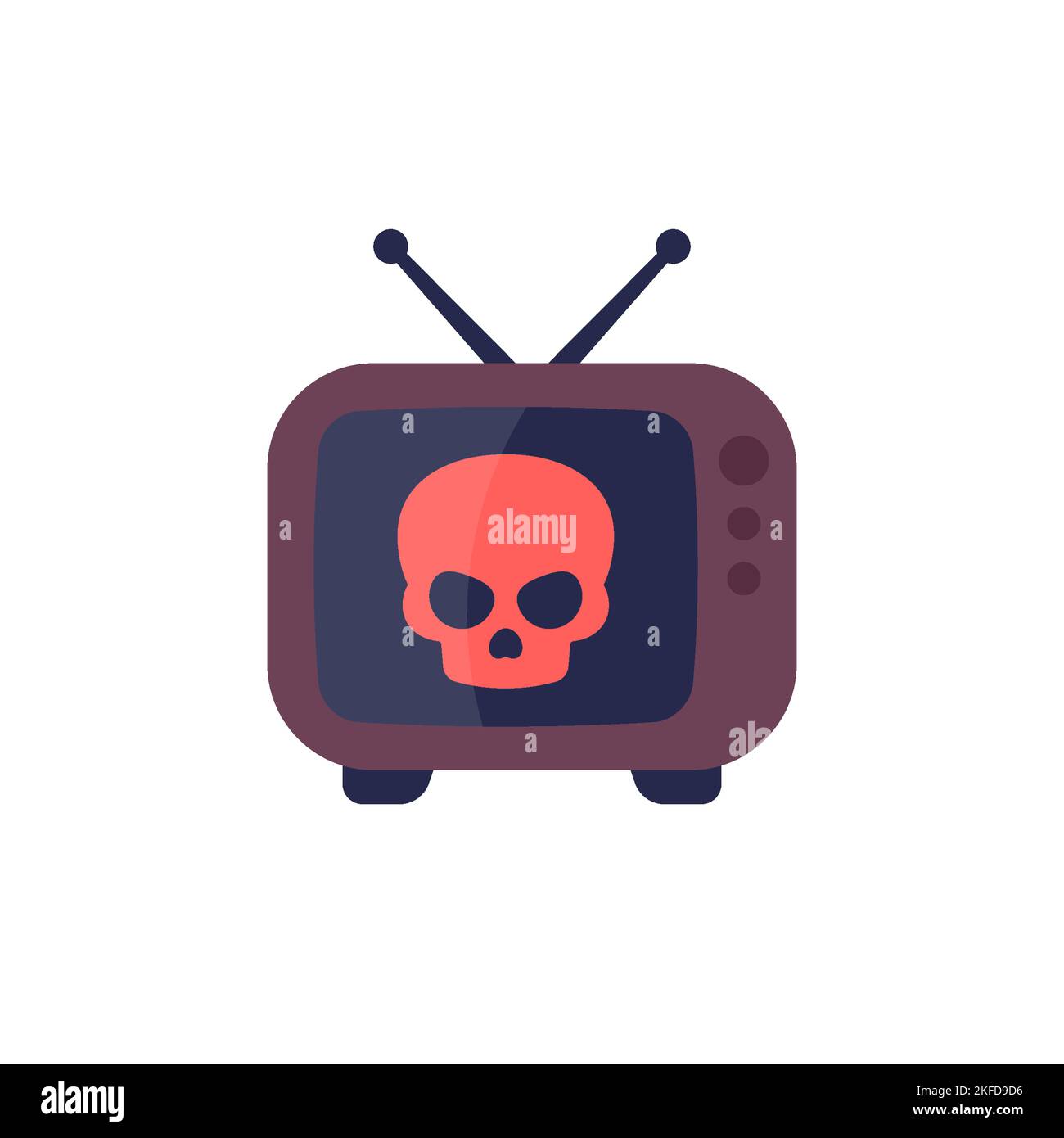 old tv with a skull icon, flat design Stock Vector