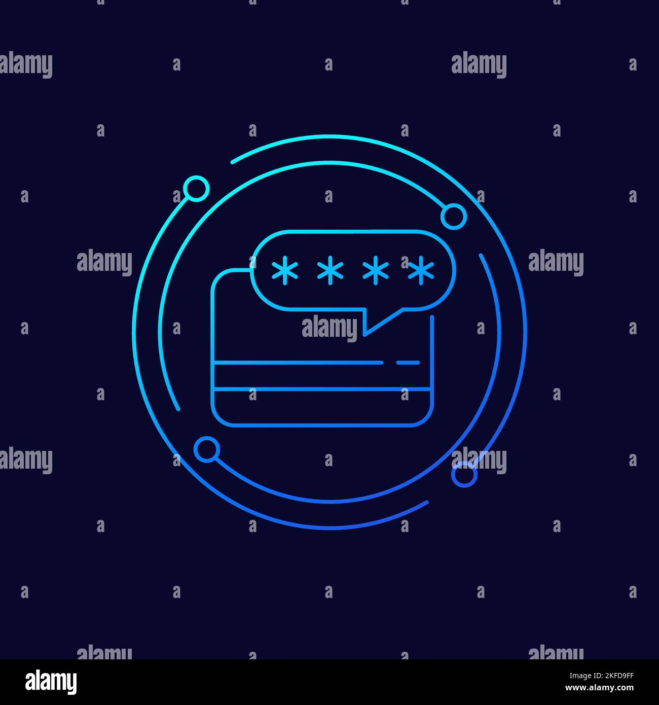card PIN code icon, linear design Stock Vector
