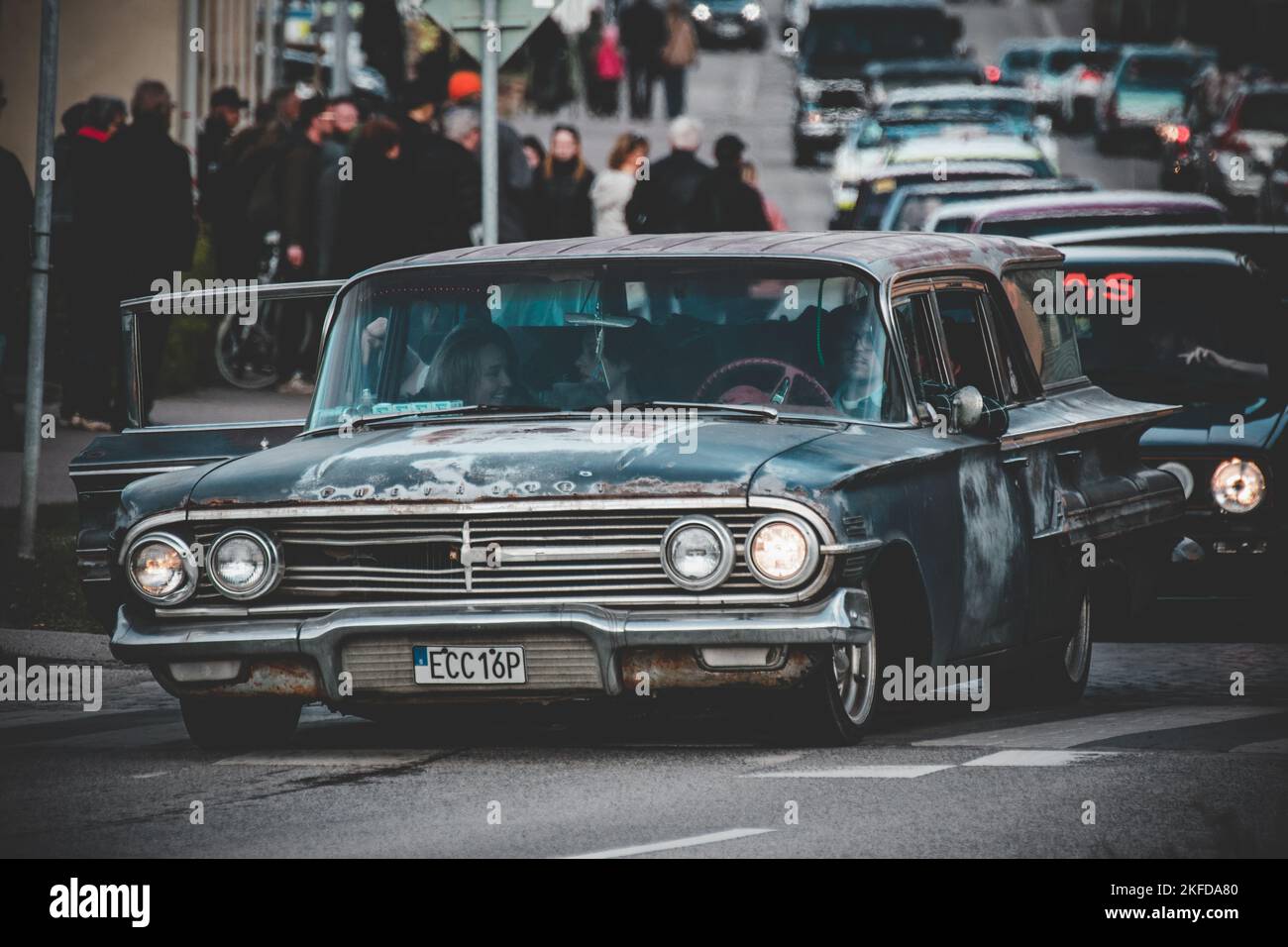 An old Chevrolet Parkwood during a cruising event Stock Photo