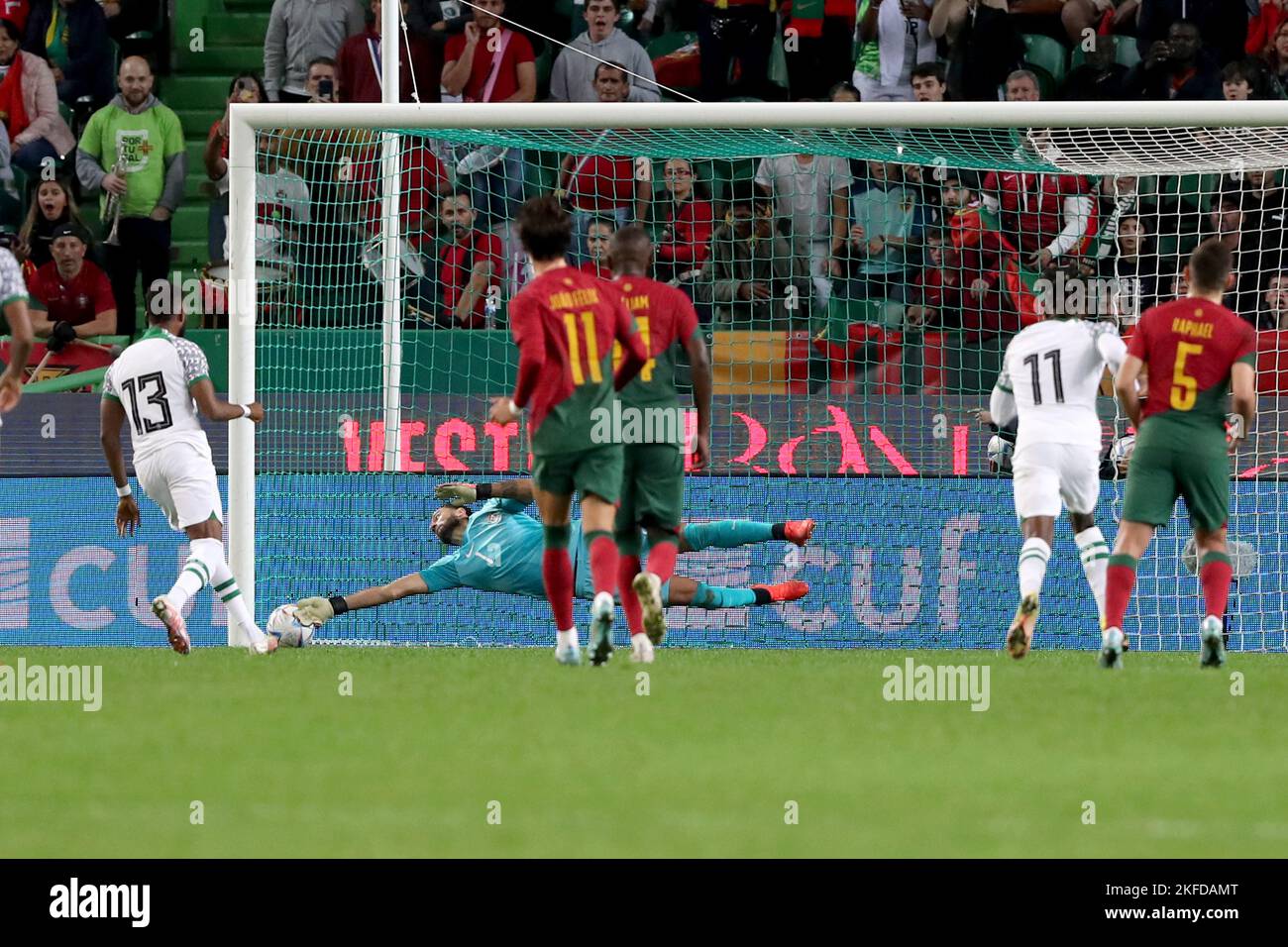 Lisbon. 17th Nov, 2022. Portugal's goalkeeper Rui Patricio (2nd L) makes a save during an international friendly football match between Portugal and Nigeria in Lisbon, Portugal, on Nov. 17, 2022 Credit: Pedro Fiuza/Xinhua/Alamy Live News Stock Photo