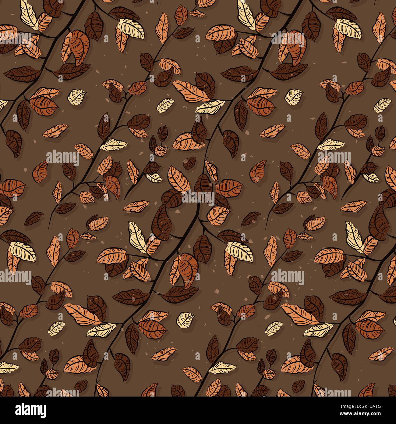Modern foliage seamless pattern on brown backdrop Stock Vector