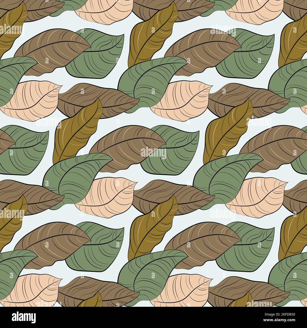 Cartoon foliage seamless pattern on light backdrop Stock Vector
