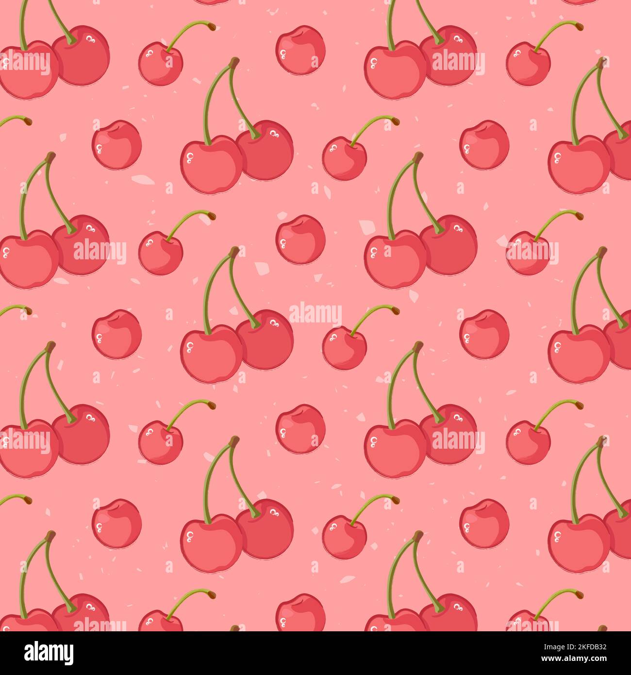 Seamless pattern with Cherry on pink backdrop.  Stock Vector