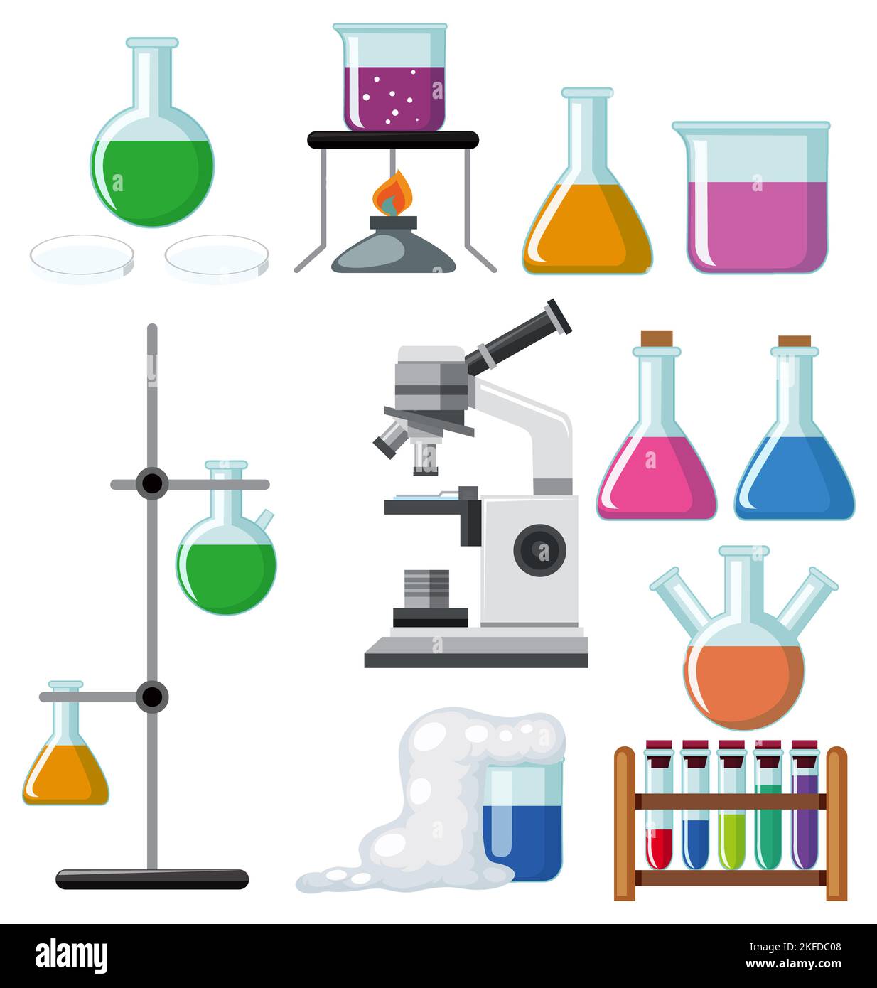 Chemical laboratory science chemical objects illustration Stock Photo ...