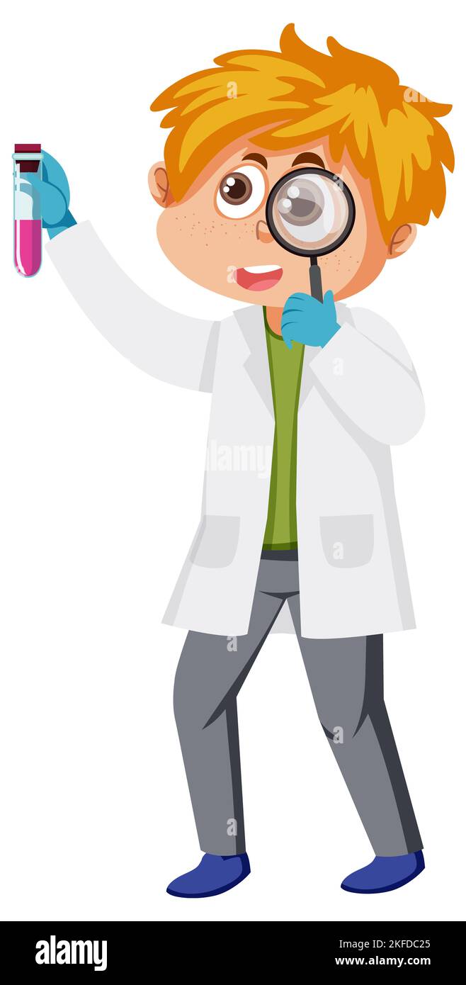 Scientist kid doing science experiment illustration Stock Photo Alamy
