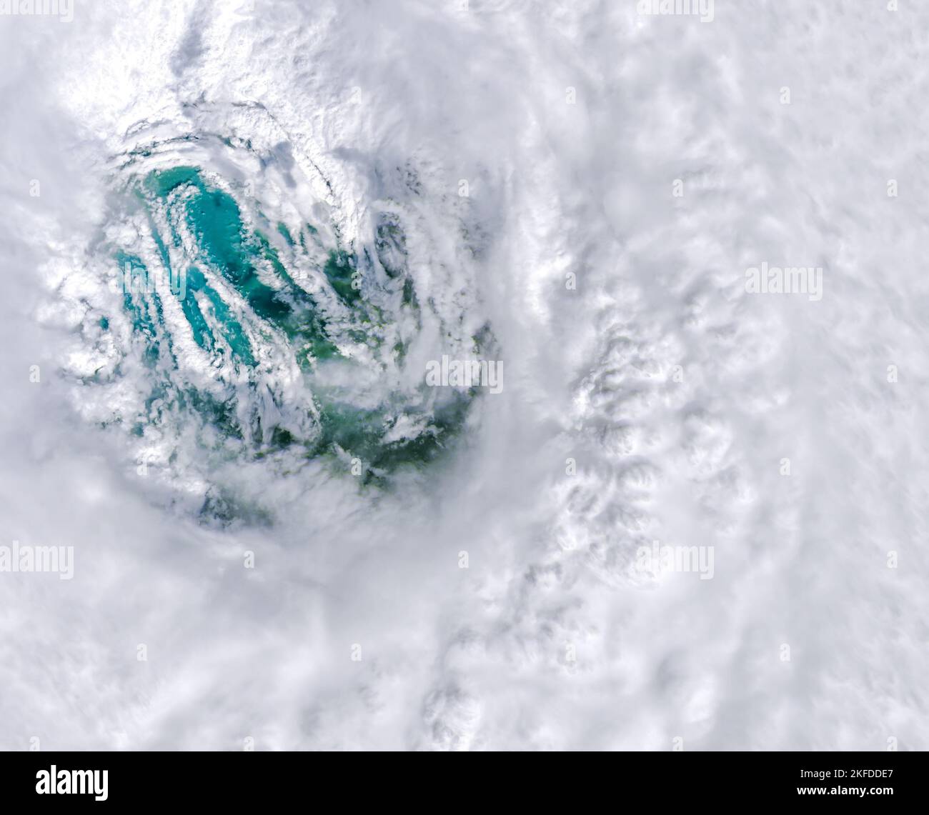 Center of Hurricane Ian from space heading towards South Florida. The eye of the hurricane. Elements of this image furnished by NASA. Stock Photo