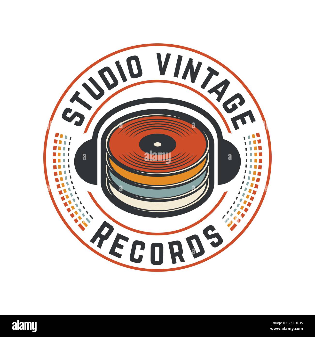 Studio Vintage Record Logo Stock Vector
