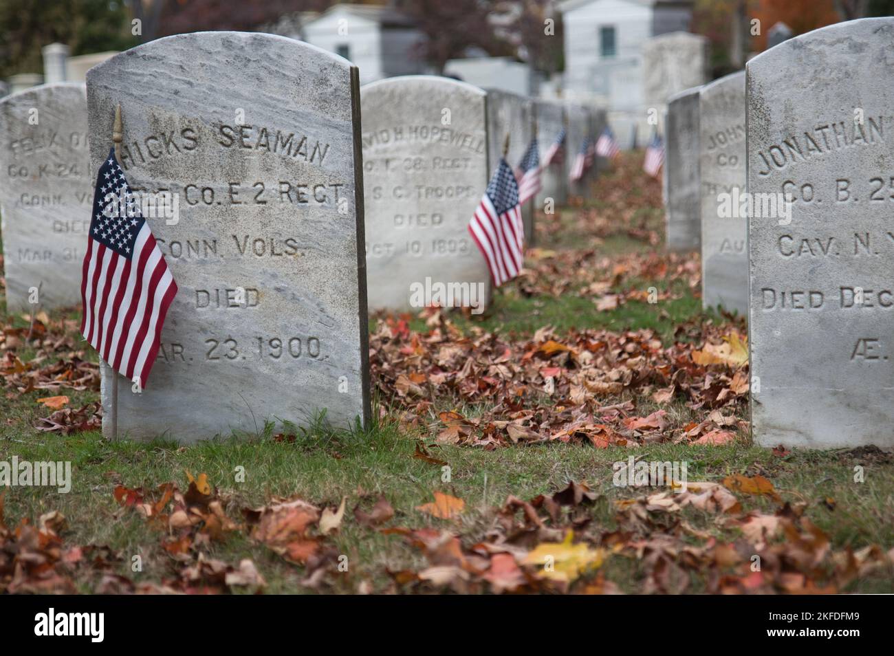 The cemetery headstones of fallen soldiers located in Mountain Grove ...