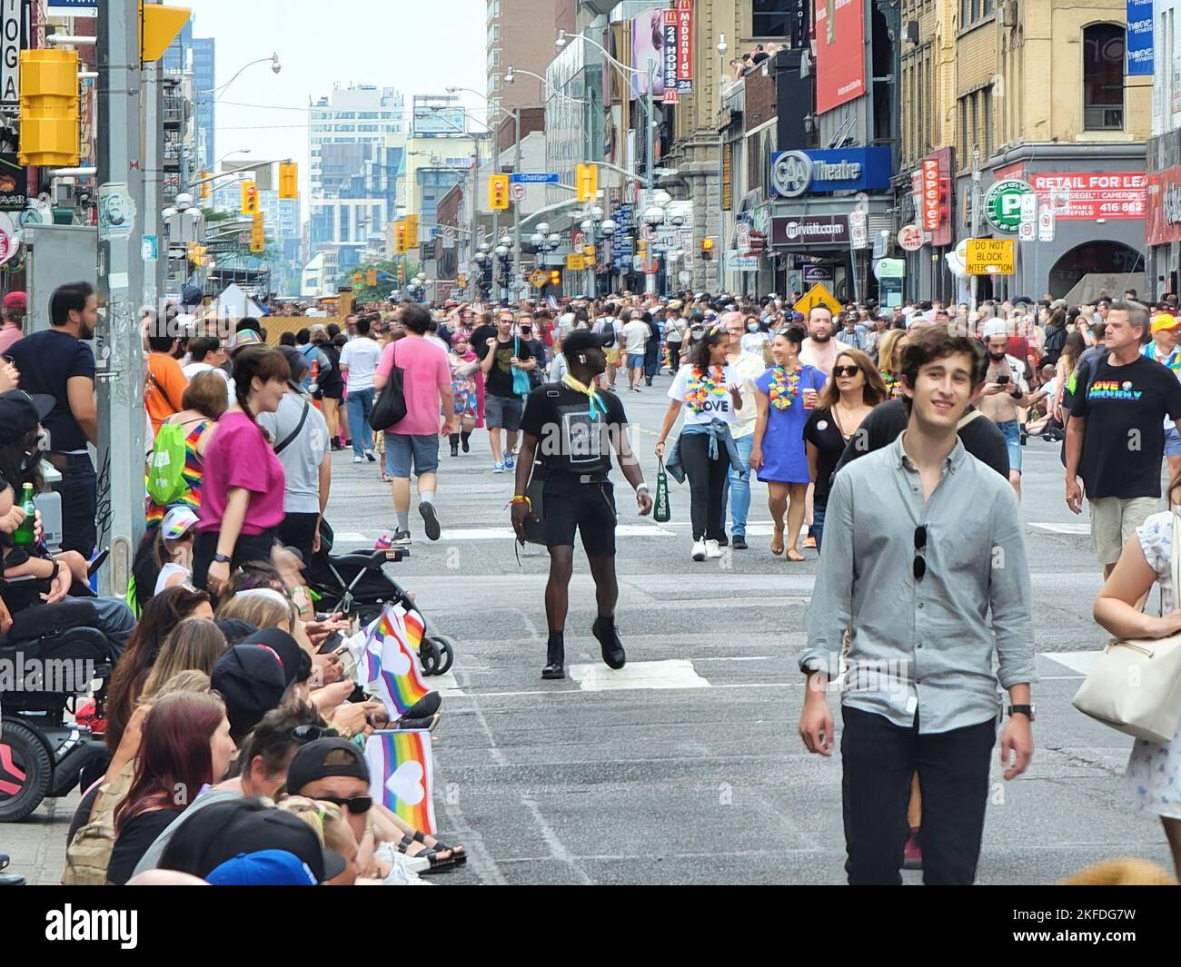 A view of the Toronto Pride Parade 2022, Crowds on the Route Walk Stock