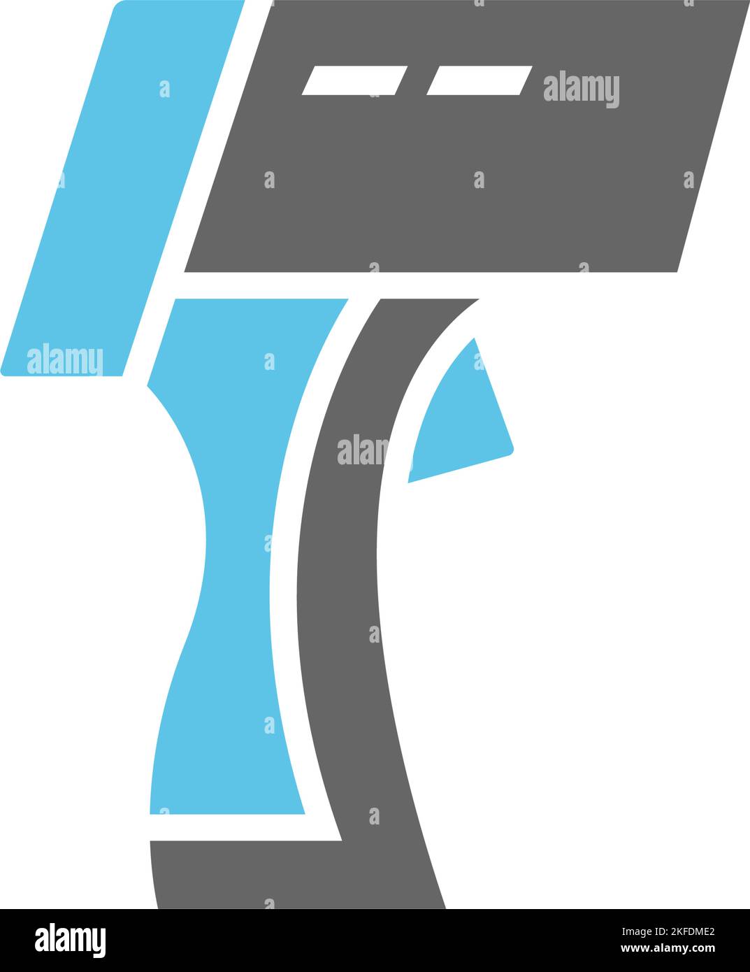 A vector illustration of a blue digital temperature scanner on a white