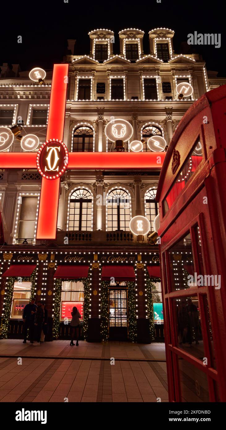 Christmas Illuminated display with Ribbon effect at Cartier Jewellers